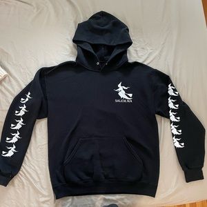 Salem MA. Witch on broomstick hoodie size M
